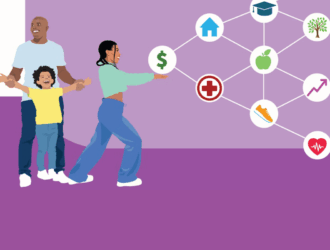 Happy African American family, flat illustration.