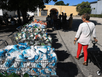 Woman shopping at local food bank.